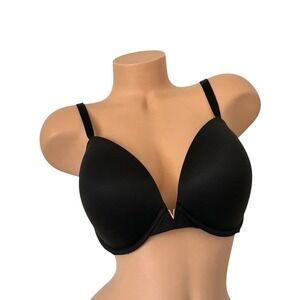 VICTORIAS SECRET 36DDD Love Cloud Push-Up Plunge Smooth Bra Solid Black